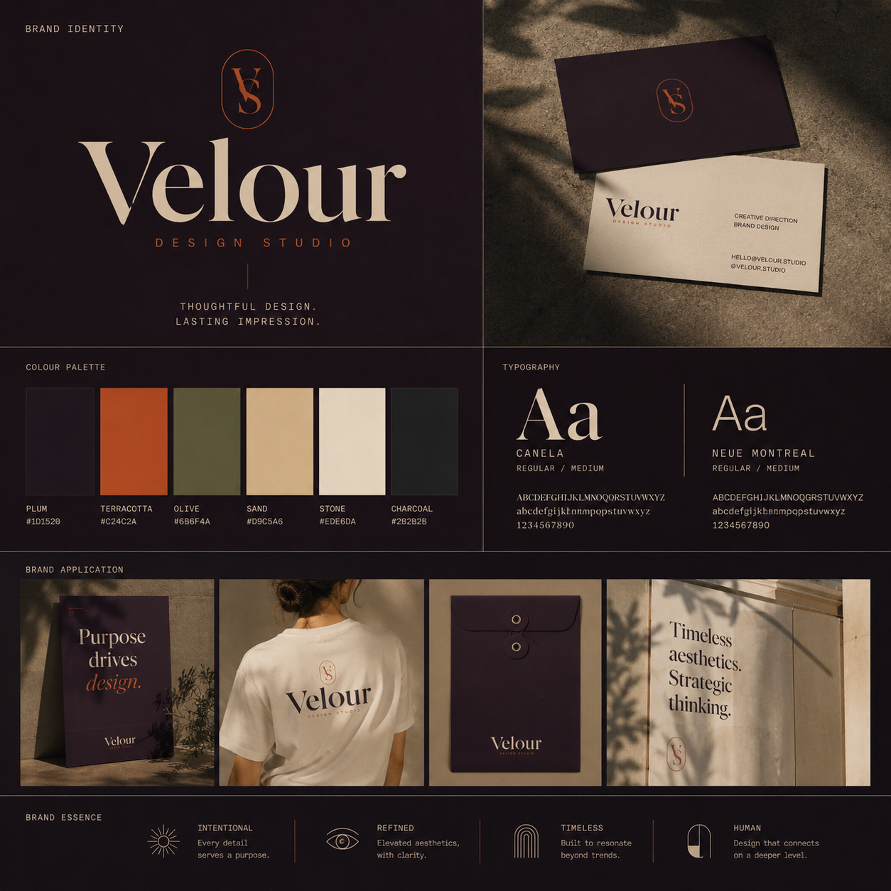 Complete brand identity — logo, palette and type direction